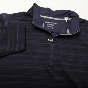 Tommy Bahama Pullover Mens 2XL Navy IslandZone Quarter Zip Striped Performance